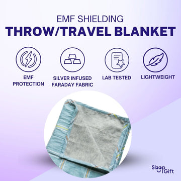 an infographic about emf shielding throw blanket